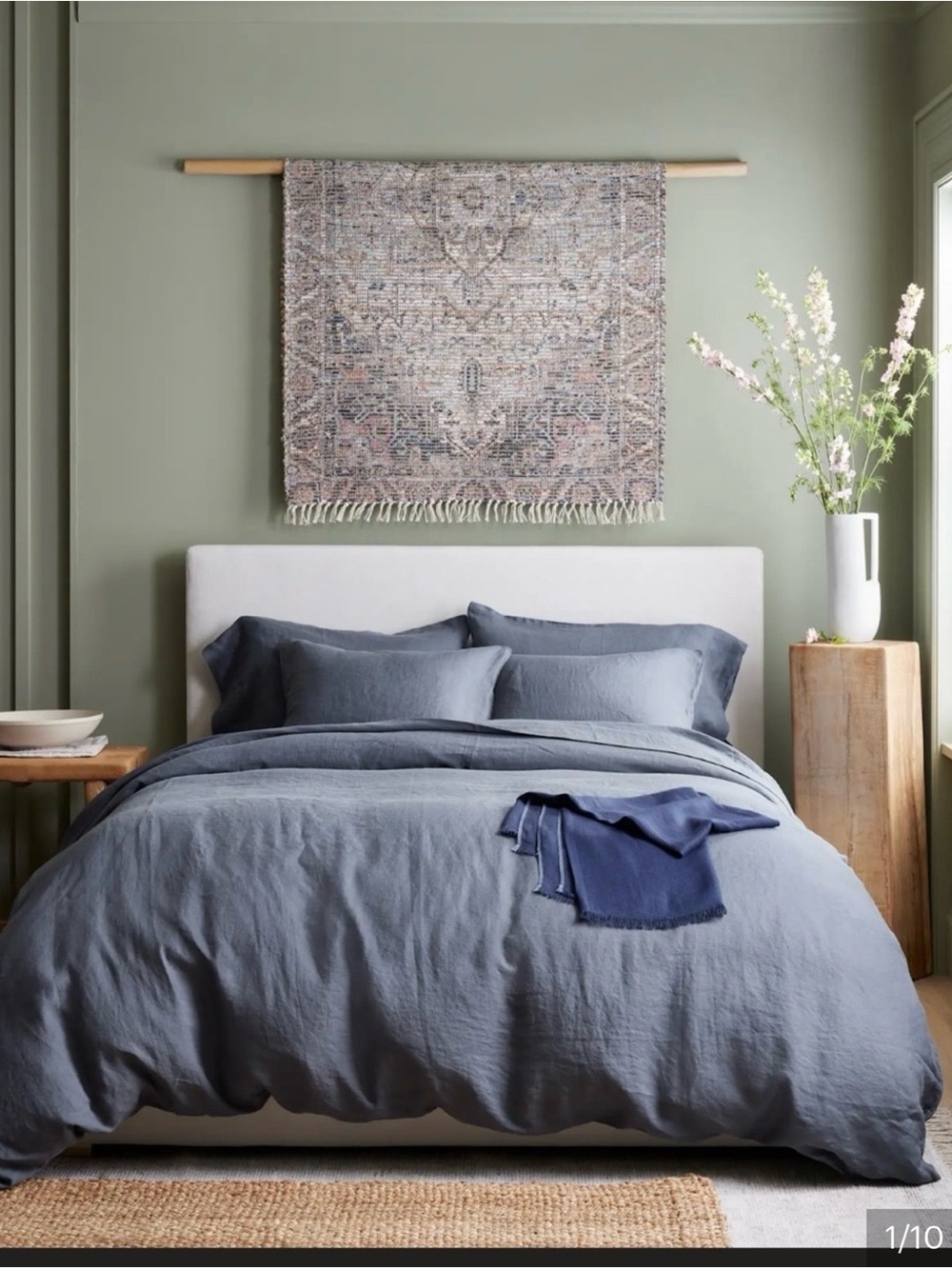 Quince European Linen Duvet Cover Set Queen Nightfall Blue 100% Flax Linen